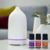 Ceramic Aroma Diffuser with Fragrance Blends Top 6 Set — White / Wood