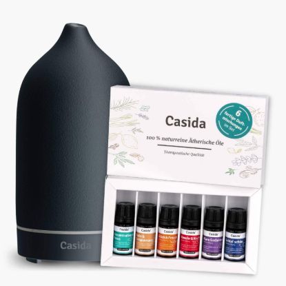 Ceramic Aroma Diffuser with Fragrance Blends Top 6 Set — White / Wood