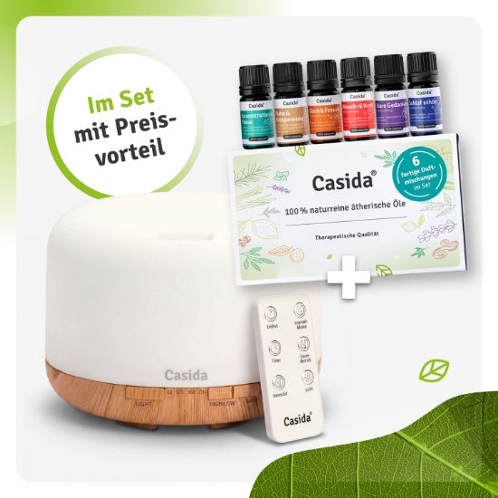 Aroma Diffuser in Wood Look with the Top 6 Fragrance Blends as a Set