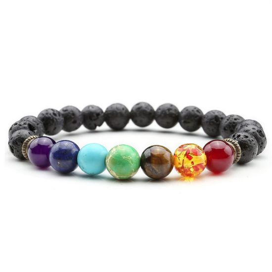Chakra Bead Bracelet for Essential Oils, 8 Mm Natural Stone Beads