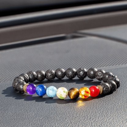 Chakra Bead Bracelet for Essential Oils, 8 Mm Natural Stone Beads