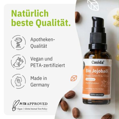 Organic cold-pressed jojoba oil for hair, face & body