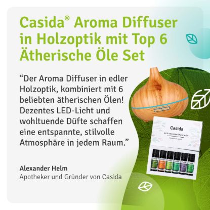 Aroma Diffuser in Wood Look with Top 6 Essential Oils Set