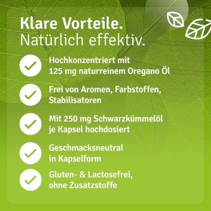 Oregano Öl mit Schwarzkümmelöl Kapseln
