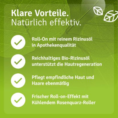 Rizinusöl Bio Roll-On mit Rosenquarz-Roller