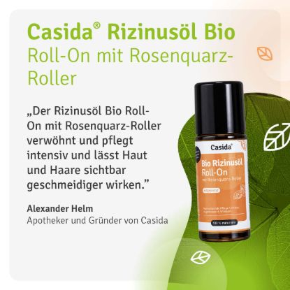 Rizinusöl Bio Roll-On mit Rosenquarz-Roller