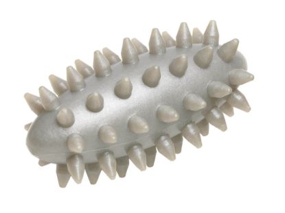 Knobbed ball long 7 x 4 cm — silver