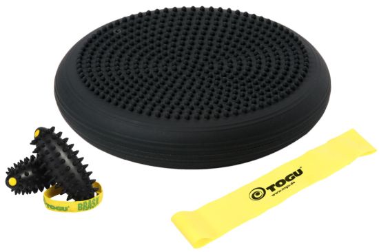 Fitpack® Home Fitness Back, Arm, and Leg Training with Brasil® black, Dynair® Ballkissen® Senso® 33 cm black and Theragym® Loop