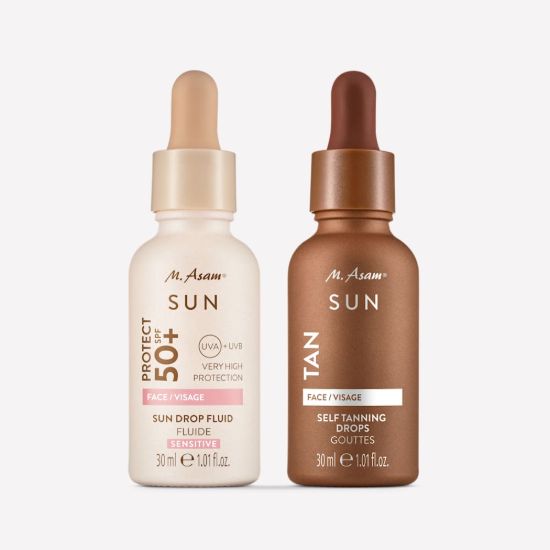 M. Asam Self Tanning Drops Self Tanning Concentrate Face & Sun Drop Fluid Sun Protection Serum Face SPF 50+ Sensitive
